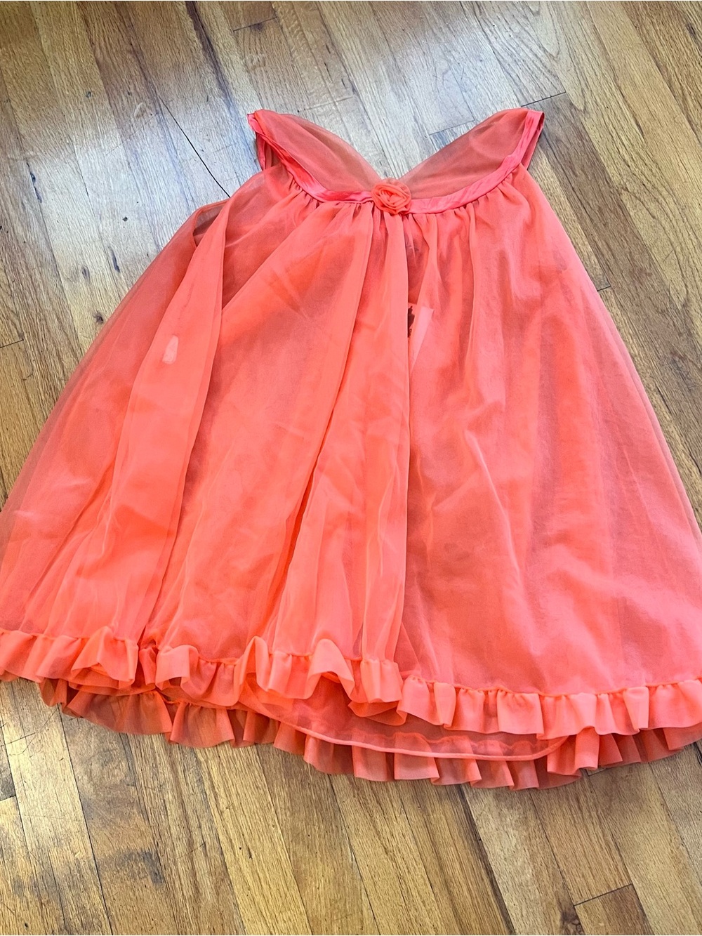 Vintage Coral Chiffon Chemise Slip
